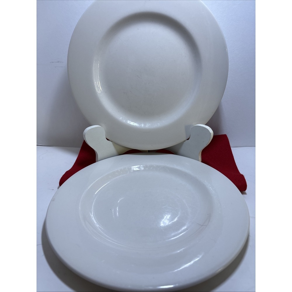 Homer Laughlin Restaurant Ware Dinner Plates 10.5" Set Of 2 Off White USA - Picture 1 of 6